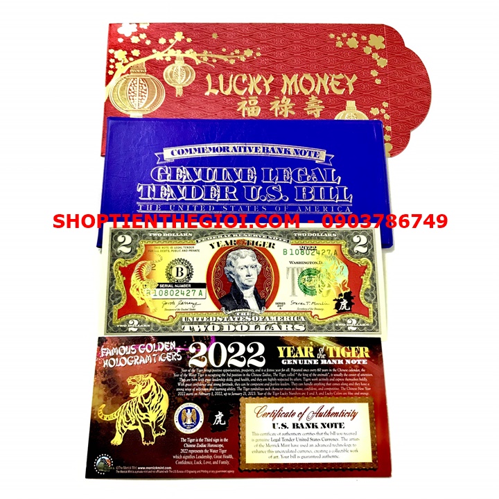 Tiền 2 USD Hình Con Cọp Mạ Vàng 2022 - SP005372